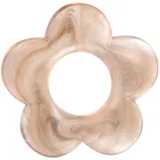 Pendentif fleur 21 mm en résine transparente - Marbré marron nacré x1