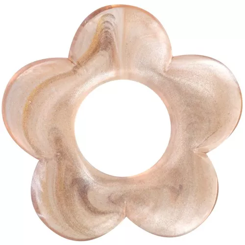 21mm flower pendant in transparent resin - Pearlescent brown marble x1