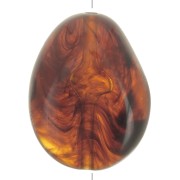 Flat irregular bead 22x17 mm in translucent resin - Marbled amber x1