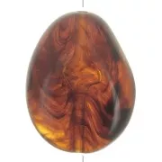 Flat irregular bead 22x17 mm in translucent resin - Marbled amber x1
