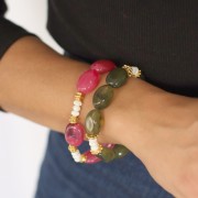 Flat irregular bead 22x17 mm in translucent resin - Marbled amber x1