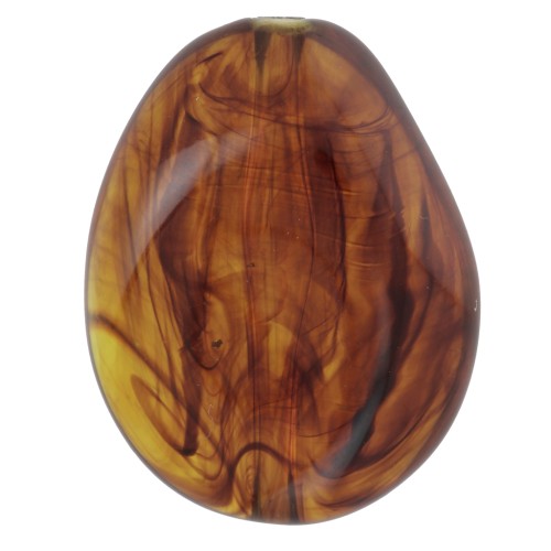 Flat irregular bead 25x20 mm in translucent resin - Marbled amber x1