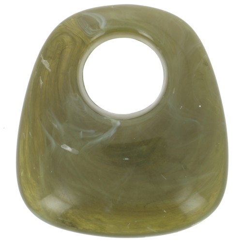 23x21mm Opaque resin trapeze pendant - Marbled Military Green x1