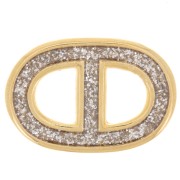 Marine mesh spacer 19.5x13 mm epoxy resin - Fine gold plated - Glitter grey|raw }}