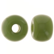 Round beads large holes 13x9 mm opaque resin - Khaki x8|raw }}