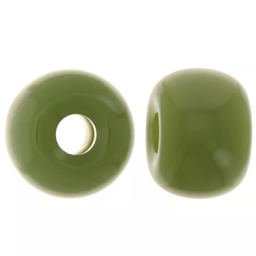 Round beads large holes 13x9 mm opaque resin - Khaki x8