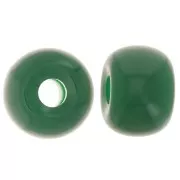 Perles rondelles gros trous 13x9 mm en résine opaque - Vert émeraude x8