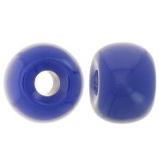 Round beads large holes 13x9 mm opaque resin - Hard Blue x8|raw }}