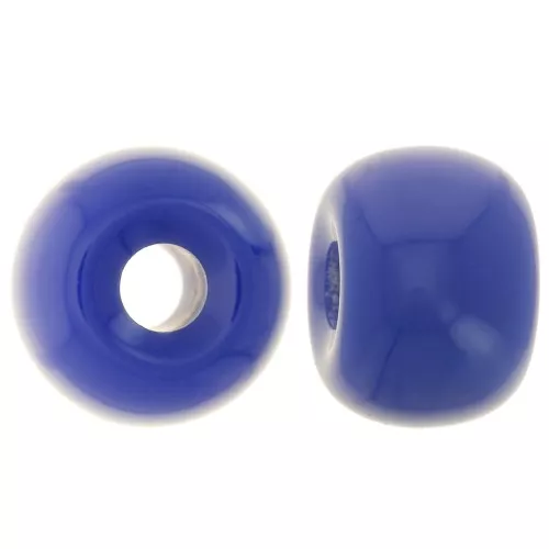 Round beads large holes 13x9 mm opaque resin - Hard Blue x8