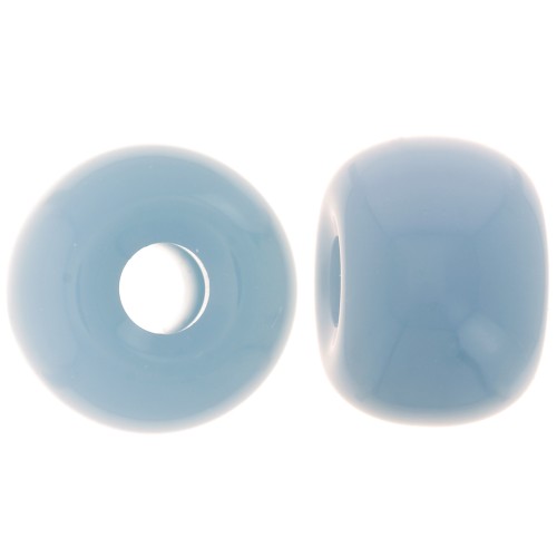 Round beads large holes 13x9 mm opaque resin - Smoked Blue x8