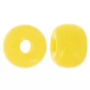Perles rondelles gros trous 13x9 mm en résine opaque - Jaune soleil x8