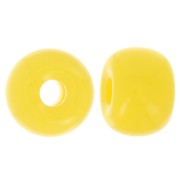 Round beads large holes 13x9 mm in opaque resin - Sun yellow x8