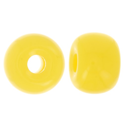 Round beads large holes 13x9 mm in opaque resin - Sun yellow x8