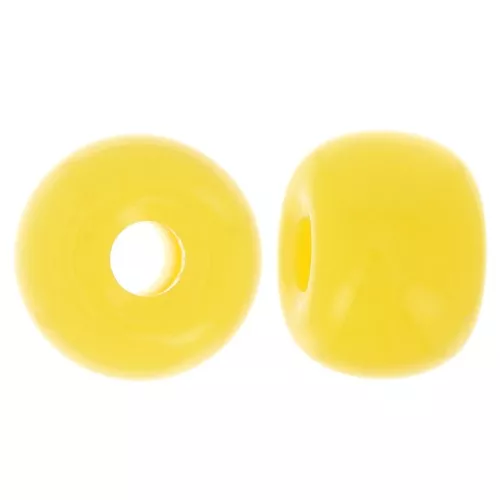 Round beads large holes 13x9 mm in opaque resin - Sun yellow x8