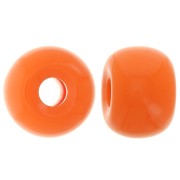 Round beads large holes 13x9 mm in opaque resin - Orange x8