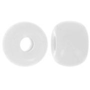 Round beads large holes 13x9 mm opaque resin - White x8