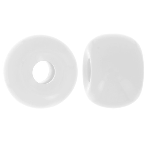 Round beads large holes 13x9 mm opaque resin - White x8