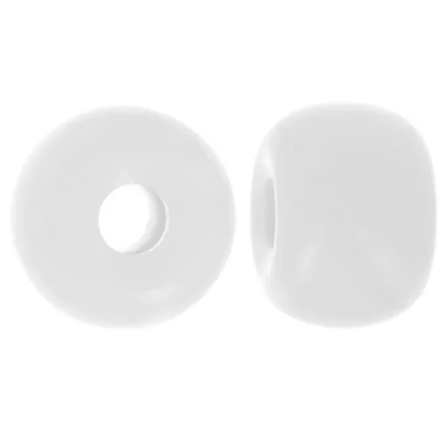 Round beads large holes 13x9 mm opaque resin - White x8