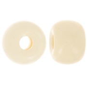Round beads large holes 13x9 mm opaque resin - Ivory x8|raw }}