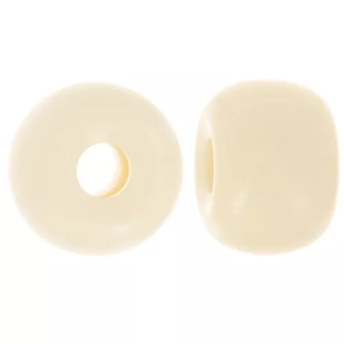 Round beads large holes 13x9 mm opaque resin - Ivory x8