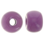 Round beads large holes 13x9 mm opaque resin - Dark mauve x8
