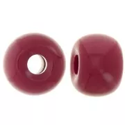 Beads - Perles rondelles gros trous 13x9 mm en résine opaque - Rouge carmin x8 Perles rondelles gros trous 13x9 mm en résine opaque - Rouge carmin x8