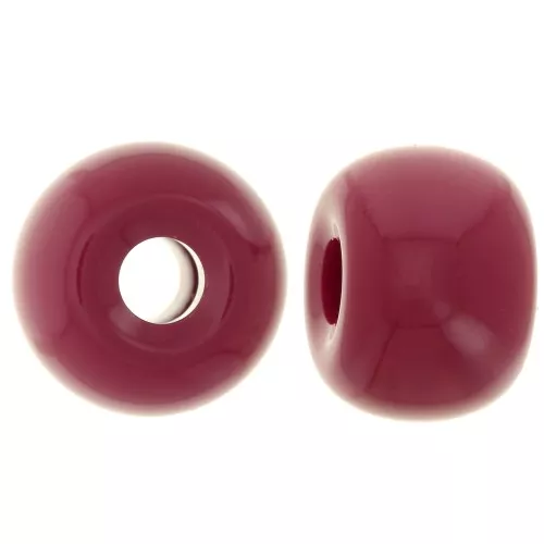 Round beads large holes 13x9 mm opaque resin - Carmine Red x8
