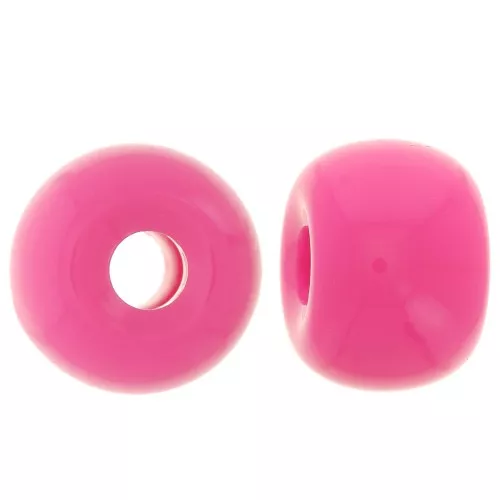 Round beads large holes 13x9 mm opaque resin - Candy Pink x8