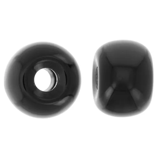 Round beads large holes 13x9 mm opaque resin - Black x8