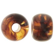 Rondelle beads large holes 13x9 mm in translucent resin - Marbled amber x8|raw }}
