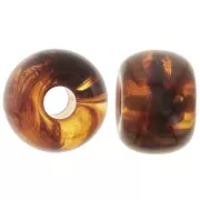 Rondelle beads large holes 13x9 mm in translucent resin - Marbled amber x8