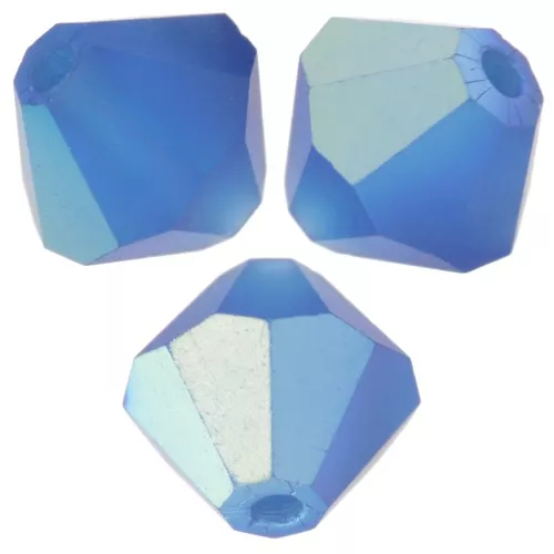 Preciosa bicone beads - Bead rondelle 6 mm - Capri Blue AB matt x12