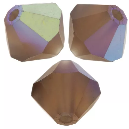 Preciosa bicone beads - Bead rondelle 6 mm - Smoked Topaz AB matt x12