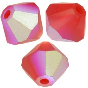 Preciosa bicone beads - Bead rondelle 6 mm - Light Siam AB matt x12