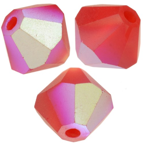 Preciosa bicone beads - Bead rondelle 6 mm - Light Siam AB matt x12