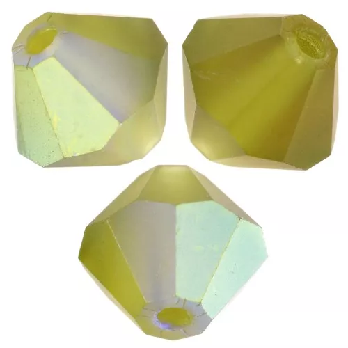 Preciosa bicone beads - Bead rondelle 6 mm - Olivine AB matt x12