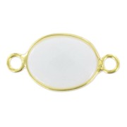 Spacer 2 loops 17x12 mm White Onyx/Gold tone