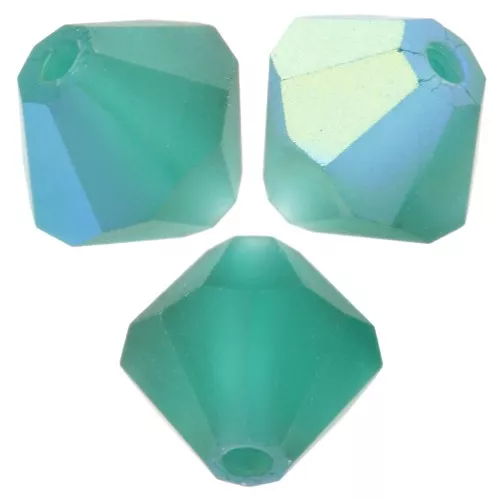 Preciosa bicones - Bead rondelle 6 mm - Emerald AB Matt x12