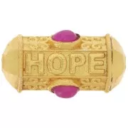 Bead cylinder HOPE 25x12mm gemstone tinted - Fine gold plated - Chalcedony Rose