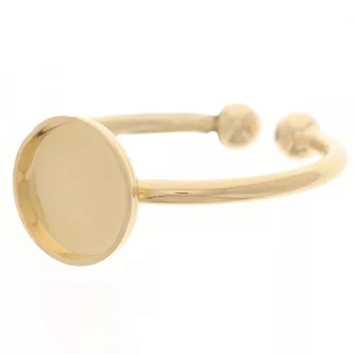Adjustable ring setting for flat cabochons 8 mm - Fine gold plated x1