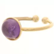 Adjustable ring setting for flat cabochons 8 mm - Fine gold plated x1