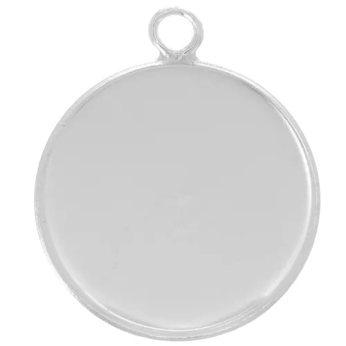 Setting pendant for flat cabochon 20 mm - 925 Sterling Silver x1