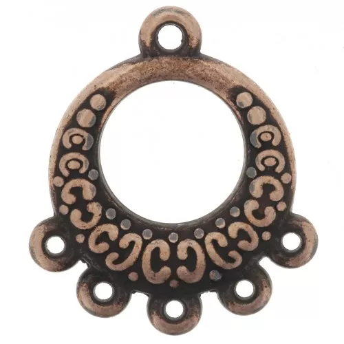 Round chandelier pendant 16 mm with 5 rings - Aged copper x1