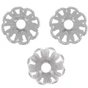 Watermarked dishes 6 mm - flower effect - Silver x20