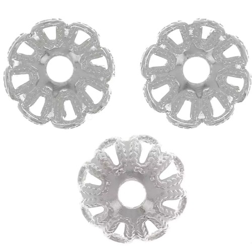 Watermarked dishes 6 mm - flower effect - Silver x20