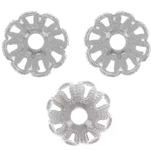 Watermarked dishes 6 mm - flower effect - Silver x20