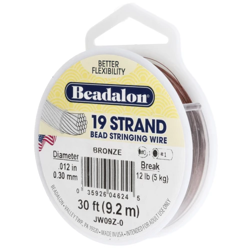 Wire Wired 19 strands 0.30 mm - Beadalon - Bronze x9.2m