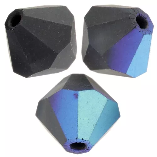Preciosa bicone beads - Bead rondelle 6 mm - Jet AB Matt x12