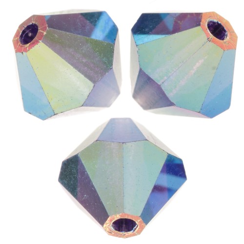 Preciosa bicone beads - Bead rondelle 6 mm - Deep Tanzanite AB 2X x12