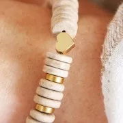 Heart 7 mm satin Fine Gold Plated x1